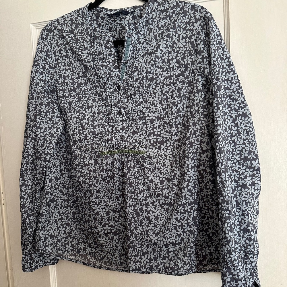 Boden 100% Cotton popover top, long sleeved, Size 10(US) or 14(UK)